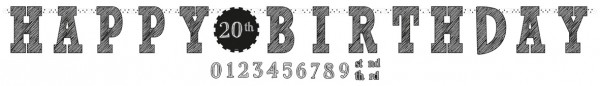 Guirlande d'anniversaire noire et blanche 3,2 m