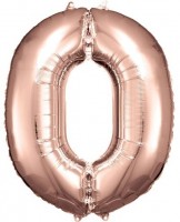 Roségoldener Zahl 0 Folienballon 86cm