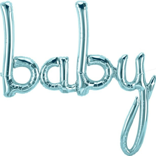 Isblå babyfolie ballontræk 86 cm