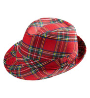 Rød ternet fedora hat