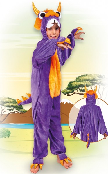 Plush monster kids costume in purple 3