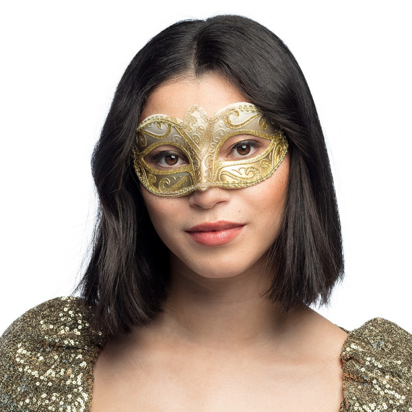 Dekoreret venetiansk maske guld 3