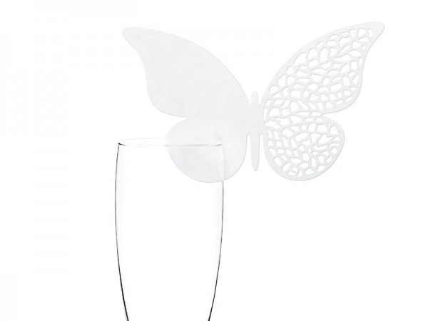 10 sous-verres en papier poinçon papillon blanc 2