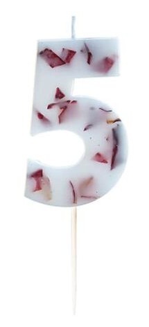 Candela torta numero 5 petali di rosa