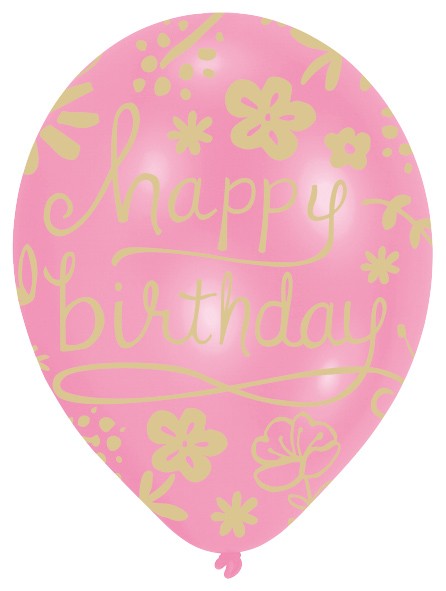 6er Mix Florale Happy Birthday Luftballons 2