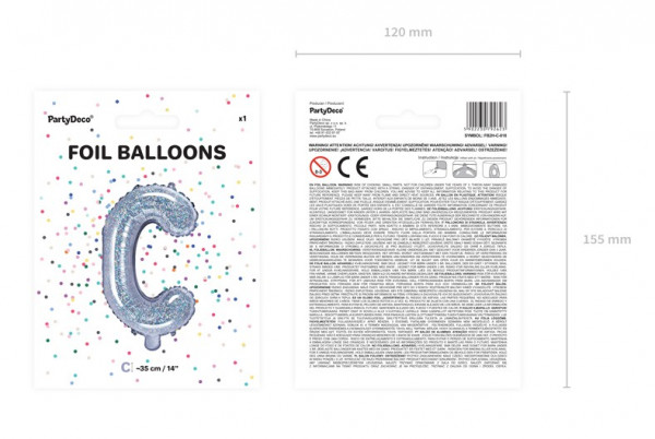 Holografische C folieballon 35cm 2