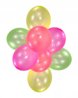 Sæt med 10 neonballoner flerfarvede 28 cm