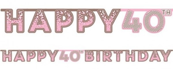 Happy 40 Geburtstag Schriftzug Banner Pink Party De