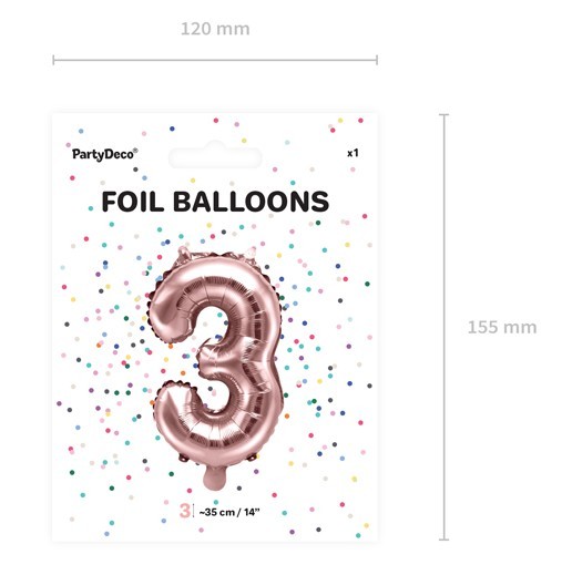 Metallic Ballon Zahl 3 roségold 35cm 3
