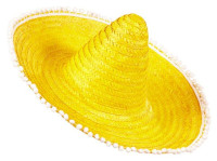 Sombrero egzotyczne z pomponami żółte 50 cm