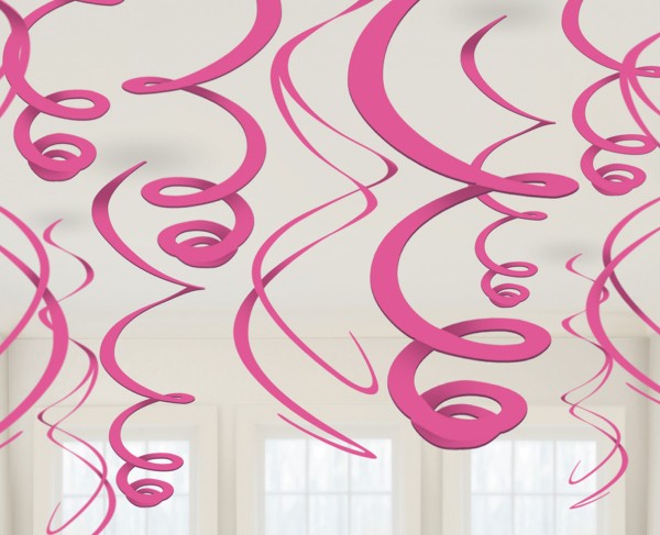 12 lyserøde dekorative spiraler Fiesta 55cm