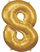 Goldener Zahl 8 Folienballon 86cm