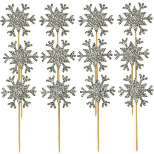 12 snowflake cake decoration skewers