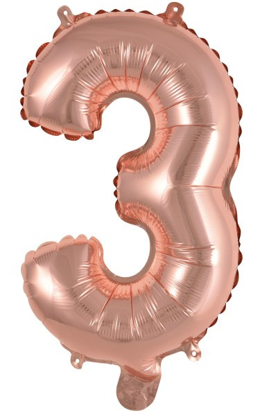 Mini folieballon nummer 3 rosé goud 40cm
