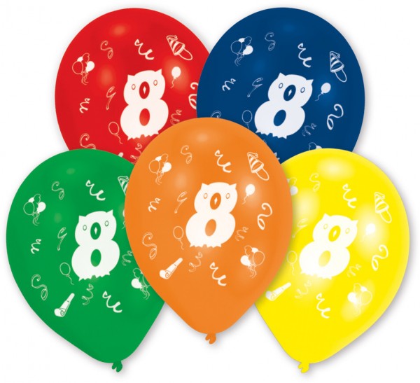 10er Set bunte Zahl 8 Luftballons