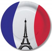 10 assiettes en papier France Tour Eiffel 23 cm
