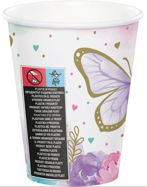8 Fly Butterfly Pappbecher 250ml 2