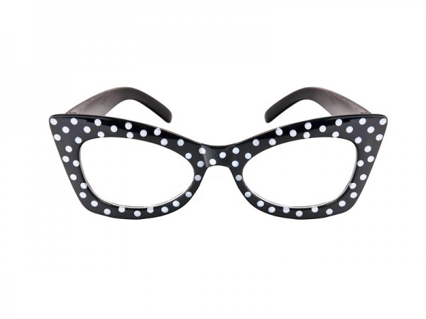 Rockabilly feestbril zwart gestippeld 3