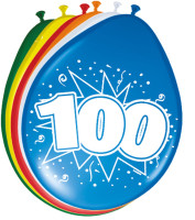 8 Ballons Geburtstagskracher Zahl 100