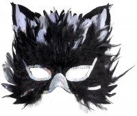 Cats eye mask with feather trim