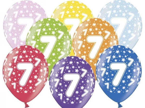 6 globos brillantes de 30 cm para el séptimo cumpleaños