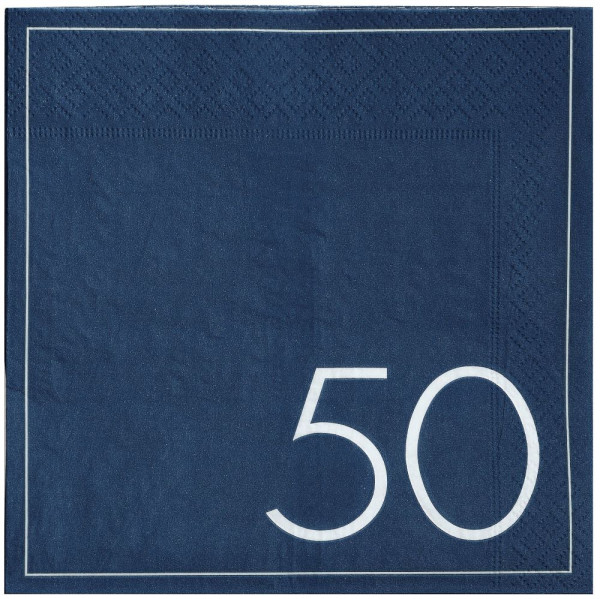 16 niebieskich serwetek z okazji 50. urodzin