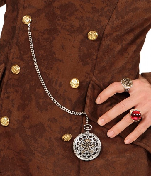 Pirate pocket watch with skull motif 3