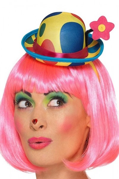 Chapeau melon mini clown avec fleur