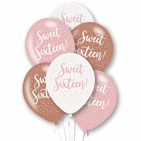 6 Rosafarbene Sweet Sixteen Ballons