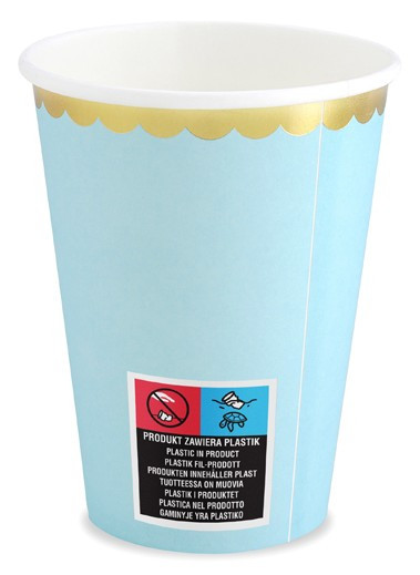 6 Candy Party paper cups pastel blue 220ml