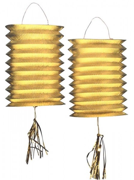 2 lanterne oro metallizzato 25 cm