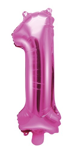 Nummer 1 folie ballon fuchsia 35cm