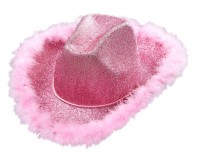 Preview: Glitter plush cowgirl hat pink