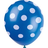 6 latex ballonnen Tiana koningsblauw 30cm