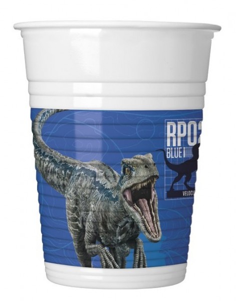 8 bicchieri di plastica con dinosauri 200ml