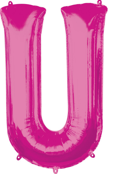 Folieballon letter U roze XL 83cm