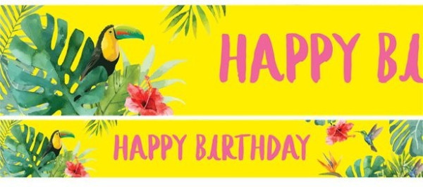 3 Tropical Vibes Birthday paper banners 1m