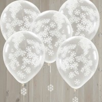 Vorschau: 5 Rustikale Weihnacht Schneeflocken Ballon 30cm