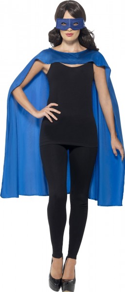 Blue superhero cape with eye mask
