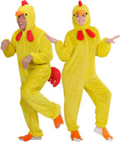Vorschau: Gelber Hühner Plüschoverall Unisex