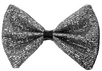 Preview: Glamor glitter bow tie in silver