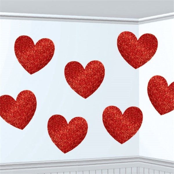12 découpes en carton scintillantes Love you heart