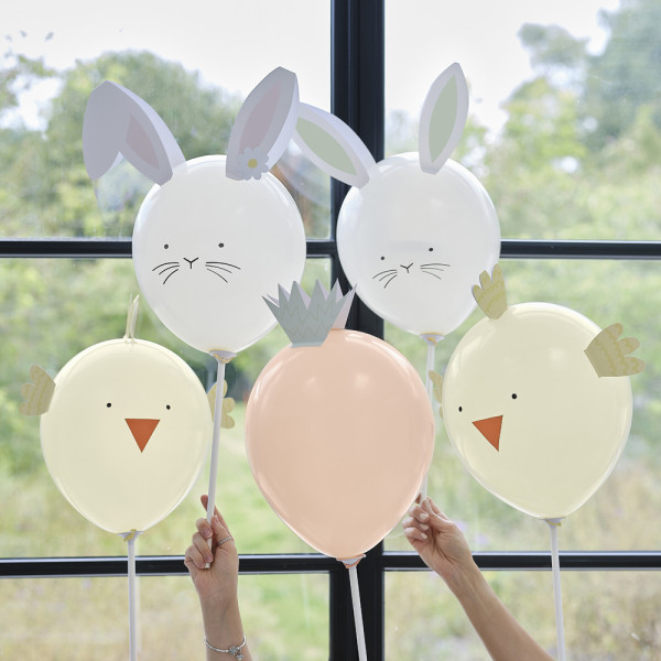 5 Funny Bunny Balloons 30cm