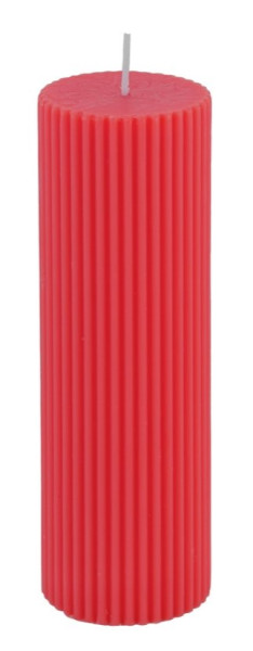 Bougie pilier cannelée corail 5 x 15cm