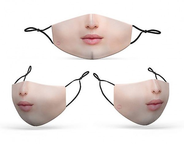 Mund Nasen Maske photorealistische Frau