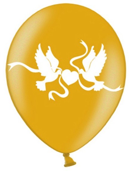 50 latex ballonnen duiven goud-wit 30cm