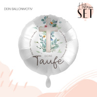 Vorschau: Deine Taufe Ballonbouquet-Set mit Heliumbehälter