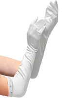 White glamor party gloves for children 41cm