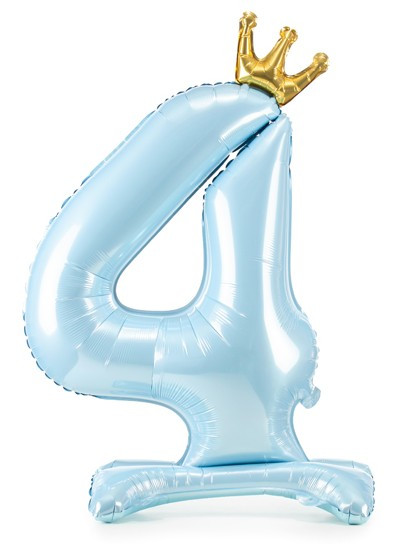 Babyblauw nummer 4 staande folieballon
