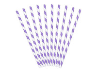 Vorschau: 10 gestreifte Papier Strohhalme lila 19,5 cm